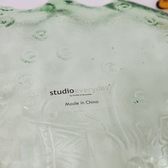 6 pc Studio Silversmiths Glass Christmas Tree Plates 6.75" cheese dessert dish - Picture 6 of 12